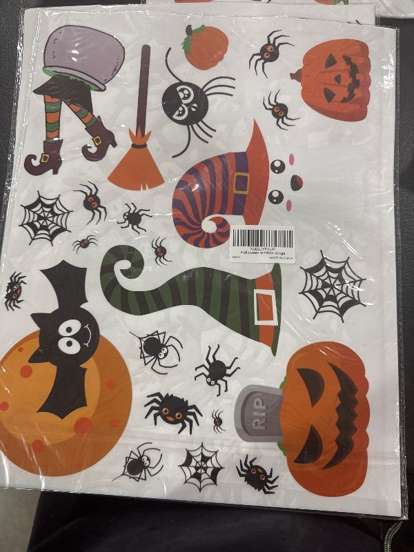 Photo 2 of 232 Pcs Halloween Decorations Window Clings Decals, 10 Sheet Large Halloween Black Spiders/Cute Pumpkins Stickers Decorations, Halloween Window Stickers for Kids/School/Home/Office Supplies