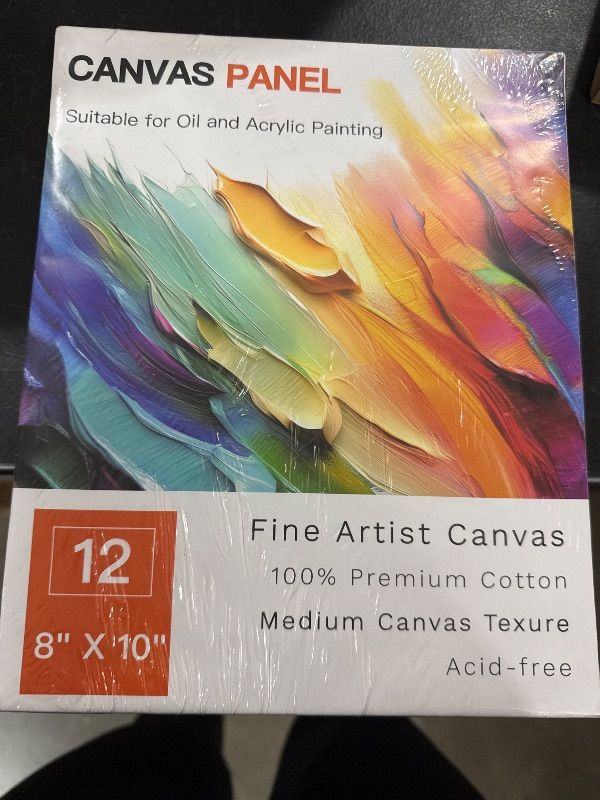 Photo 1 of FIXWAL Canvas Boards for Painting 12 Pack, 8x10 Inch Canvases for Painting Art Paint Canvas Panels Gesso Primed White Blank Flat Canvas Boards Acrylics Oil Watercolor Tempera Paints