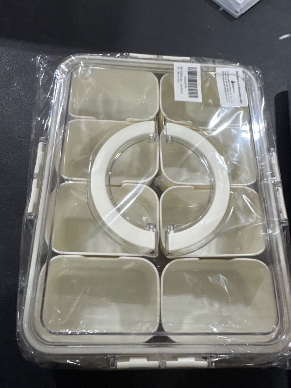 Photo 1 of 8 Compartments Snackle Box Snack Containers,Divided Serving Tray with Lid and Handle,Charcuterie board with lid,Clear Snack Platter Organizer for Adults,Snack Box for Fruits, Candy, Condiment,Party