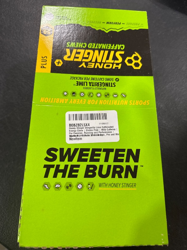 Photo 2 of Honey Stinger Stingerita Lime Caffeinated Energy Chew | Gluten Free | With Caffeine | For Exercise, Running and Performance | Sports Nutrition for Home & Gym, Pre and Mid Workout | 12 Pack, 23.2 Ounce EXP V10/2025