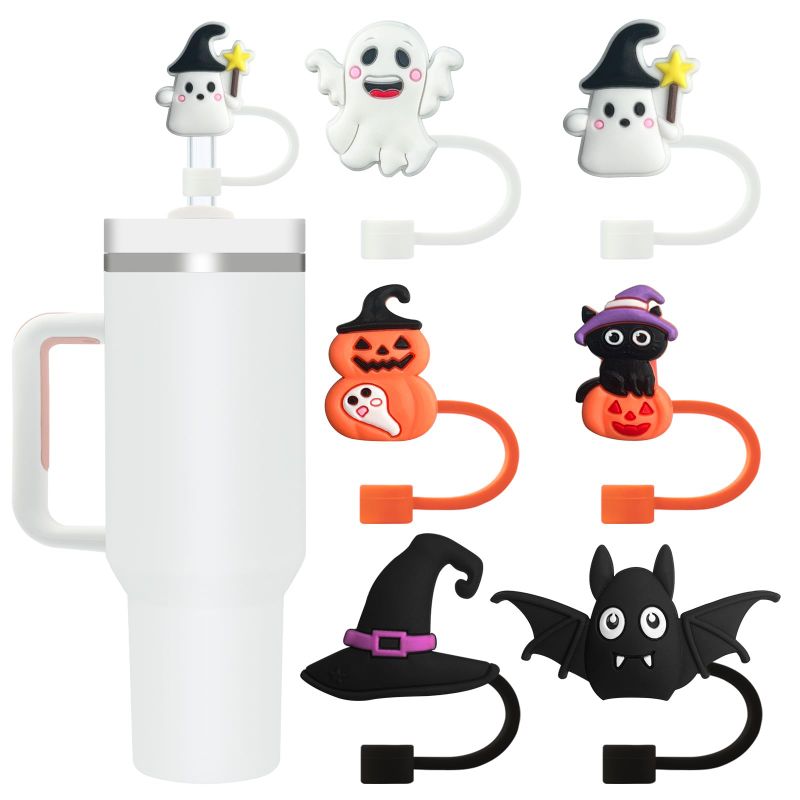 Photo 1 of IOKUKI 6 PCS Halloween Straw Toppers for Stanley 30&40 Oz Tumbler, 10mm/04in Straw Covers Cap for All 9-10mm Straws, Dust-Proof Reusable Protector Topper for Water Bottle