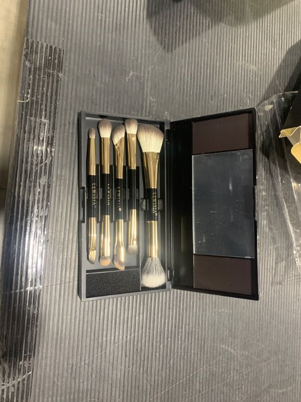 Photo 2 of ENERGY Travel Makeup Brush Set Foundation Powder Blush Contour Eyeshadow Eyeliner Under Eye Concealer Brow Definer Smudge Makeup Kit with Portable Mirror Compact Case Double Sided Makeup Brushes 5PCS