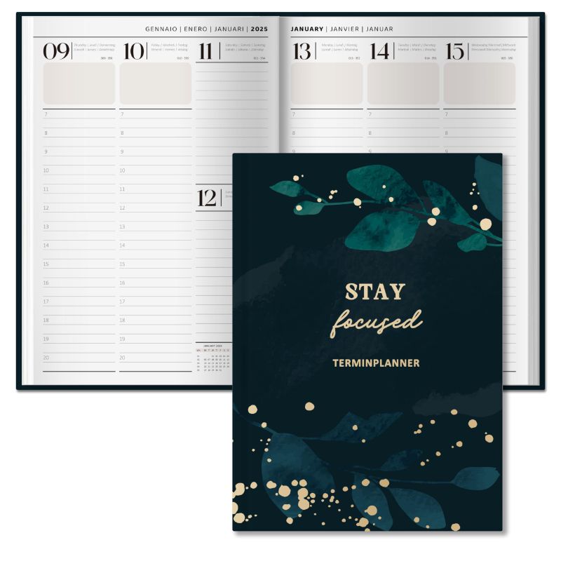 Photo 1 of BIROYAL Dated Monthly Planner 2024-2025 (6.5'' x 8.5'') - Academic Year Calendar (Jul. 2024 - Dec. 2025) with Hourly Time Slots, Weekly Planner for Time Management, Hardcover Agenda Book - Green Leaf