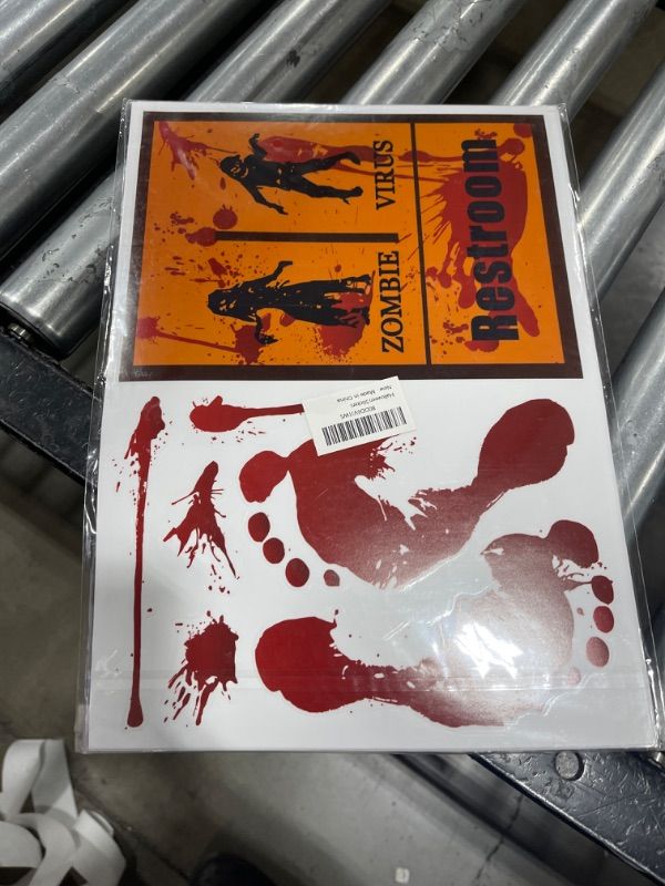 Photo 2 of Halloween Decorations 93 PCS, 8 Sheets Bloody Handprint Footprint Window Stickers, Horror Wall Stickers Floor Stickers, Halloween Party Indoor and Outdoor Decoration Stickers