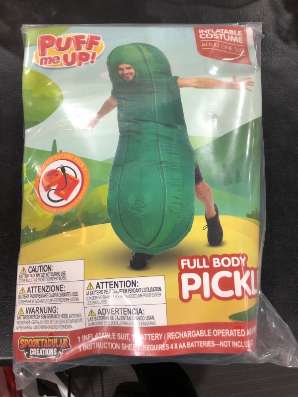 Photo 2 of Spooktacular Creations Pickle Inflatable Costume for Adult, Full-Body Air Blow Up Costumes, Funny Pickle Costumes for Halloween Costume Parties