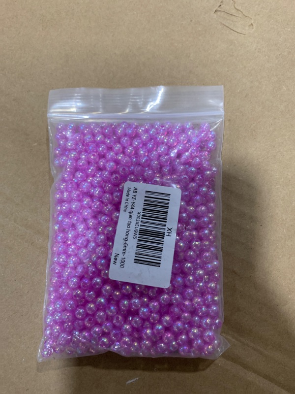 Photo 2 of 1000pcs Acrylic Round Beads 6mm AB Colors Craft Beads Round Spacer Beads with Holes for Earring Bracelet Necklace Key Chains Jewelry Making(Light Peach AB)