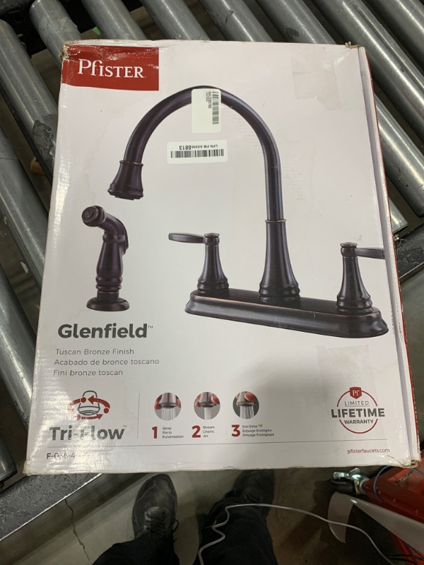 Photo 2 of Pfister Glenfield Kitchen Faucet with Side Sprayer, 2-Handle, High Arc, Tuscan Bronze Finish, F0364GFY