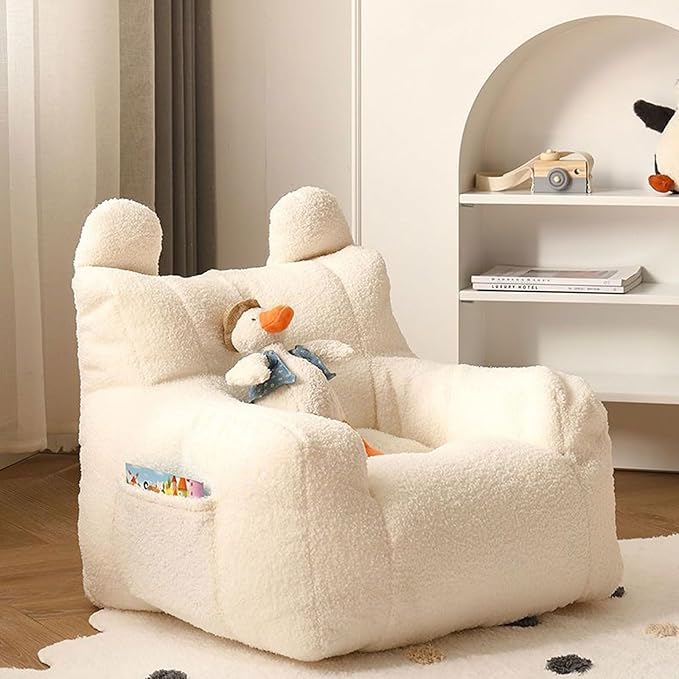 Photo 1 of Bean Bag Chairs, Ultra Soft Sofa Chair for Adults & Kids, Fluffy Lambswool Huge Bean Bag Chair with a Side Pocket, Lazy Sofa for Bedroom, Living Room and Offices,Off White
