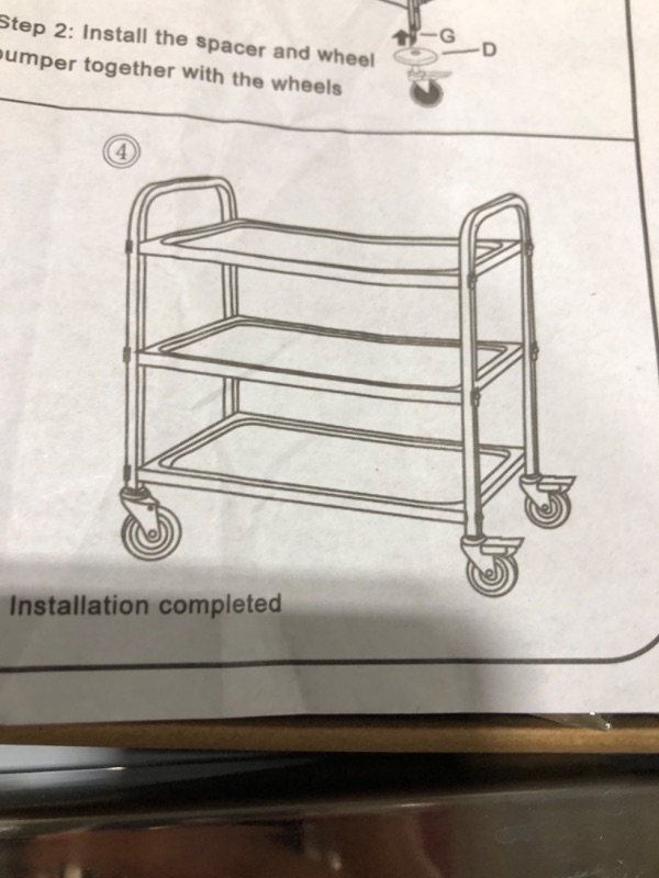 Photo 3 of Multifunction Serving Portable Hand Trucks,Cart Service Warehouse Garage 3 Layers Arcuate Handle Plus Thick Multifunction Easy to Move, 3 Sizes,Kitchen,Silver,95X50X95Cm
