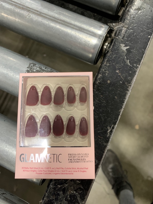 Photo 2 of Glamnetic Press On Nails - Merlot | Short Almond Dark Red Nails with Glossy French Tips in a Matte Finish | 15 Sizes - 30 Nail Kit with Glue