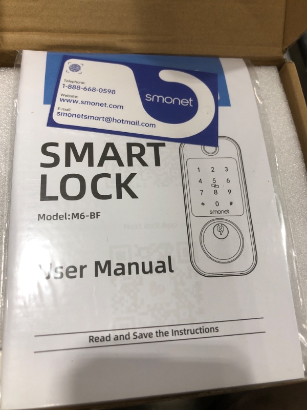 View 3 of Smart WiFi Door Lock Deadbolt: SMONET Keyless Enrty Front Door Alexa Fingerprint Keypad Deadbolt Biometric Digital Electric Touchcreen Bluetooth APP Gateway Remote Control for House, Satin Nickel