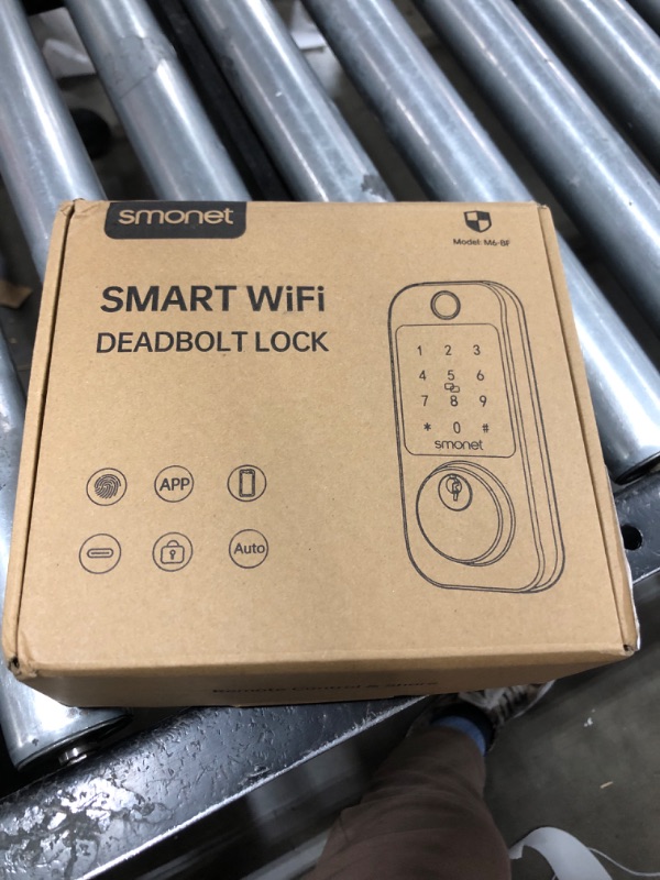 View 2 of Smart WiFi Door Lock Deadbolt: SMONET Keyless Enrty Front Door Alexa Fingerprint Keypad Deadbolt Biometric Digital Electric Touchcreen Bluetooth APP Gateway Remote Control for House, Satin Nickel