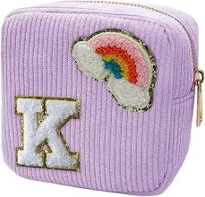 Photo 1 of Aganmi Makeup Bag Cosmetic Bag Small Cute Personalized Bag Travel Aesthetic Preppy Pouch Portable Hygiene Organizer Initial Storage Pouch for Best Friends Girlfriend Gifts(Mini Purple K)