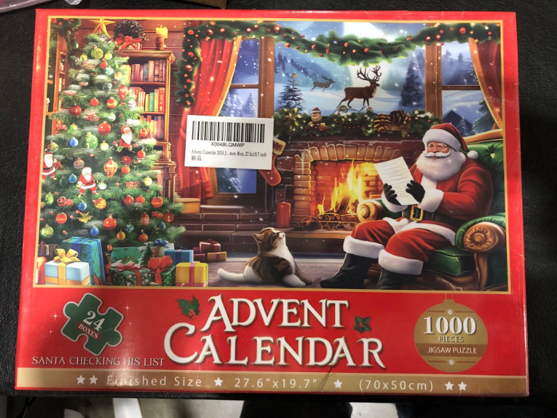 Photo 2 of Advent Calendar 2024 Jigsaw Puzzles for Adults and Kids, 24 Boxes 1000 Pieces Christmas Puzzle - Santa Checking His List, Christmas Countdown Calendar Gifts for Women Men, 27.6x19.7 inch