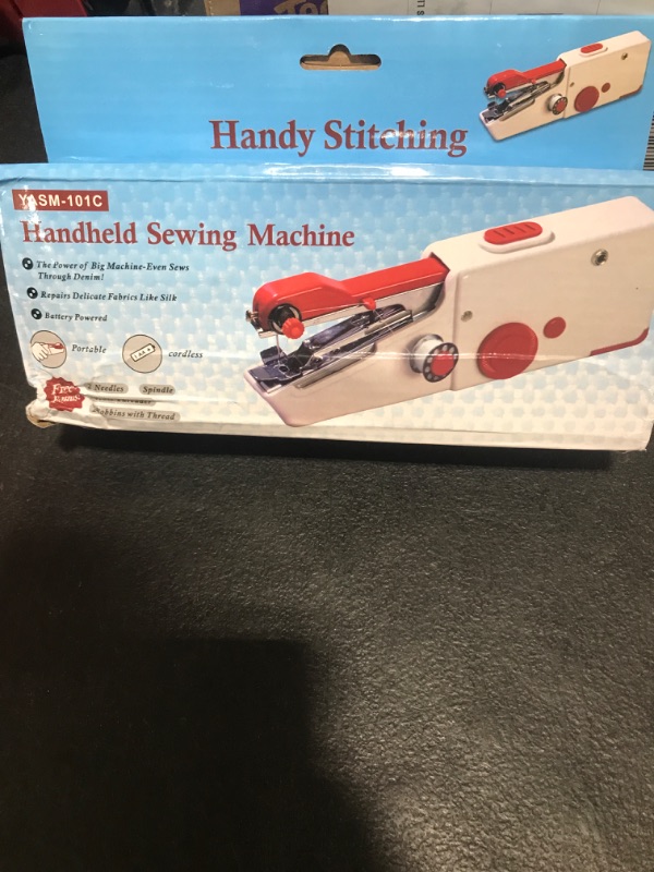 Photo 2 of Handheld Sewing Machine, Mini Cordless Portable Hand Sewing Machine for Beginners, Household & Travel Quick Repairs Electric Hand Held Sewing Device for Fabric Clothing Kids Cloth Pet Clothes