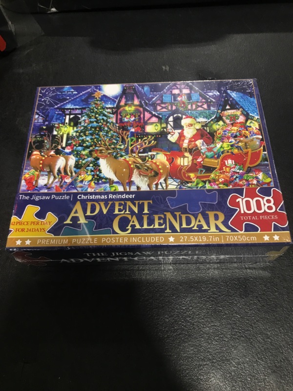 Photo 2 of Christmas Advent Calendar Puzzle 2024 24 Days of Countdown Jigsaw Puzzle Calendar -1008Pcs Family Game Deer Puzzles for Christmas Gift Toys Teens