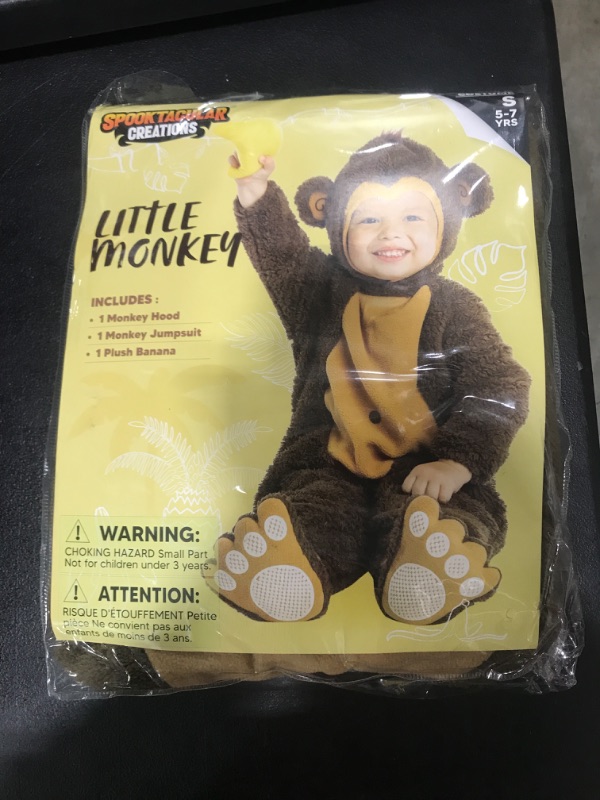 Photo 1 of Spooktacular Creations Halloween Baby Monkey Costume with Toy Banana, Toddler Unisex Cute Little Halloween Dress Up, Animal Themed Party (Small(5-7 yrs))