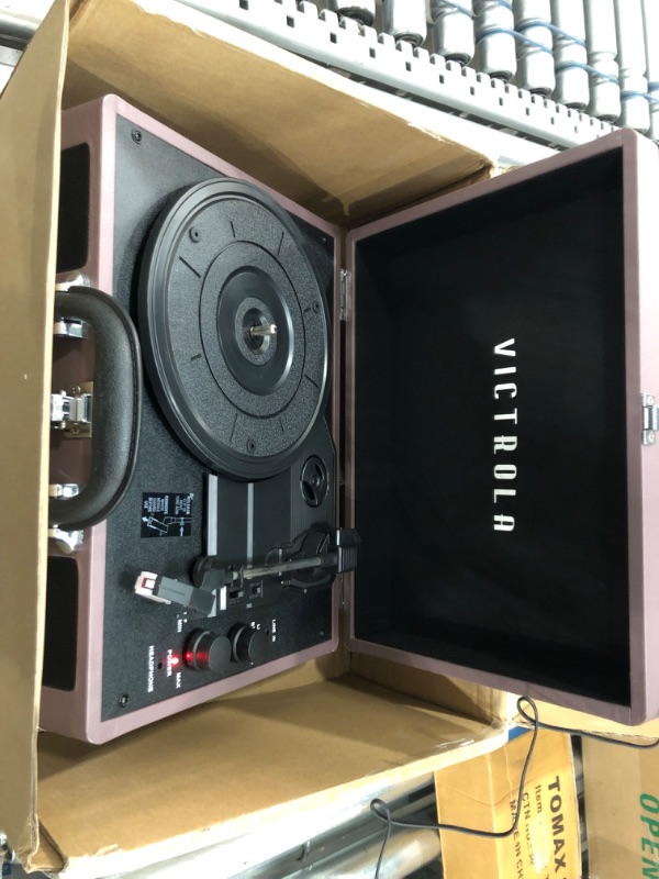 Photo 2 of Victrola Vintage 3-Speed Bluetooth Portable Suitcase Record Player with Built-in Speakers | Upgraded Turntable Audio Sound| Includes Extra Stylus | Magenta, Model Number: VSC-550BT-MAG Magenta Record Player