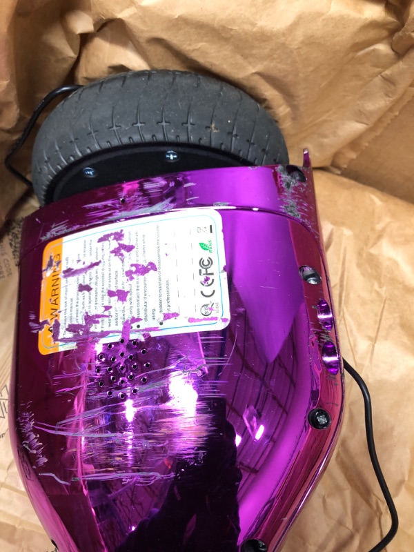 Photo 3 of **SEE NOTES**
TPS Power Sports Electric Hoverboard Self Balancing Scooter for Kids and Adults Hover Board with 6.5" Wheels Built-in Bluetooth Speaker Bright LED Lights UL2272 Certified Chrome Purple