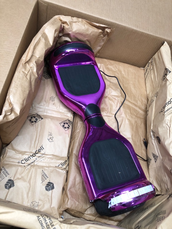 Photo 2 of **SEE NOTES**
TPS Power Sports Electric Hoverboard Self Balancing Scooter for Kids and Adults Hover Board with 6.5" Wheels Built-in Bluetooth Speaker Bright LED Lights UL2272 Certified Chrome Purple