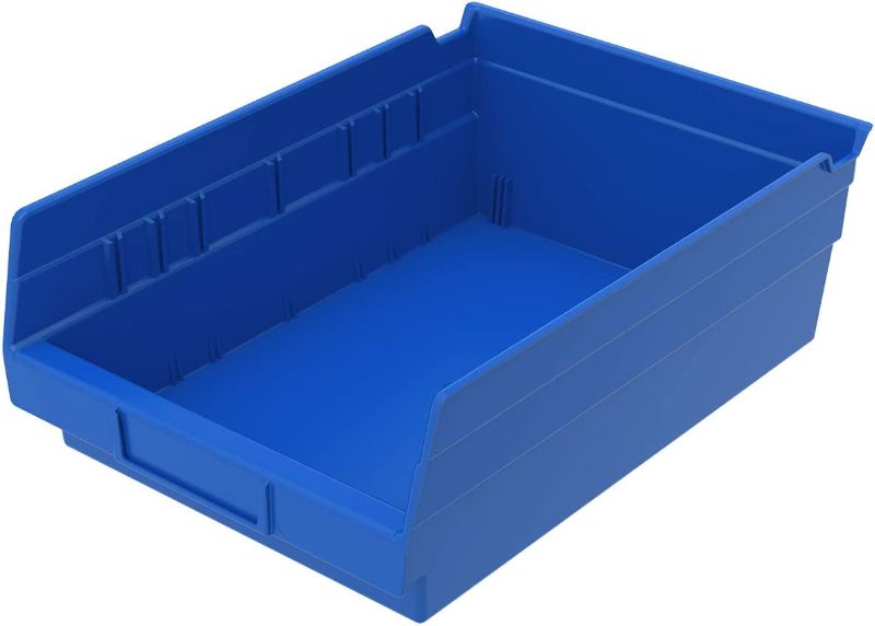 Photo 1 of Akro-Mils 30150 Plastic Nesting Shelf Bin Box, (12-Inch x 8-Inch x 4-Inch), Blue, (12-Pack)
