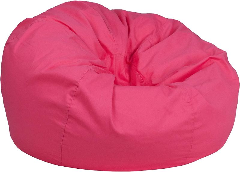 Photo 1 of Flash Furniture Oversized Solid Hot Pink Bean Bag Chair for Kids and Adults
