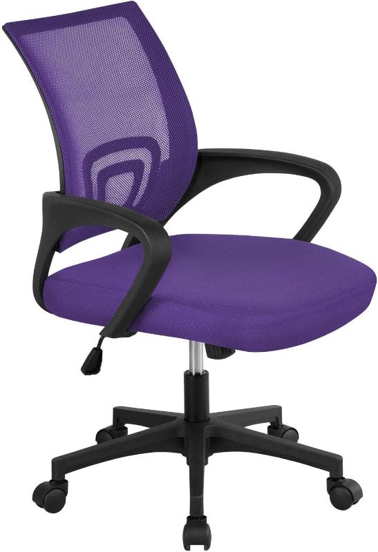 Photo 1 of Yaheetech Office Chair Ergonomic Mesh Chair w/Lumbar Support Armrest Wheels Comfortable Racing Seat Adjustable Swivel Rolling Home Executive Mid Back Computer Chair for Adults, Purple
