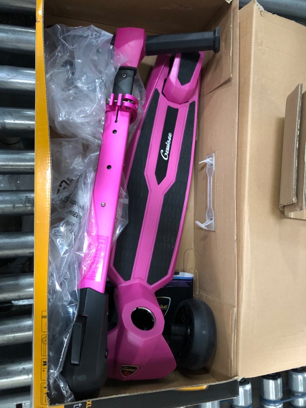 Photo 2 of 3 Wheeled Scooter for Kids - Foldable Stand Child Toddlers Toy Kick Scooters w/ Built-in LED Wheel Lights, Anti-Slip Wide Deck, Adjustable Height, Great for Outdoor Fun - Hurtle HURXLPK Pink