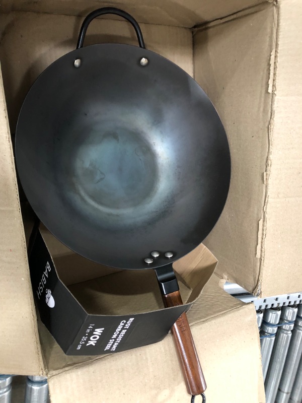 Photo 5 of **used**
Babish Carbon Steel Flat Bottom Wok and Stir Fry Pan, 14-Inch 14-Inch Wok Carbon Steel Fry Pan