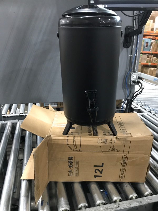 Photo 1 of 2.5 Gallon Insulated Beverage Dispenser with Stainless Steel Insulated Double Wall Matte Surface Black for Coffee Tea Milk Soup Family Party Cafe Buffet (1, 12L) 1 12L