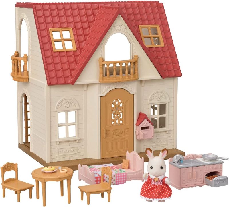 Photo 1 of Calico Critters Red Roof Cozy Cottage Dollhouse Playset with Figure, Furniture and Accessories
