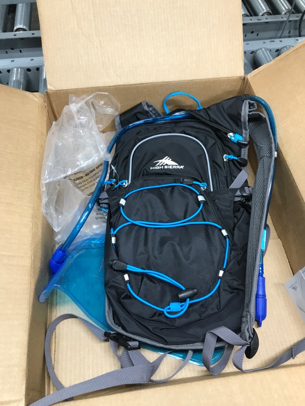 Photo 3 of *(****USED**   High Sierra HydraHike Hydration Backpack, Lightweight Running Backpack, Cycling, Hiking, for Men, Women & Kids, Black/Slate/Pool, 8L Black/Slate/Pool 8L