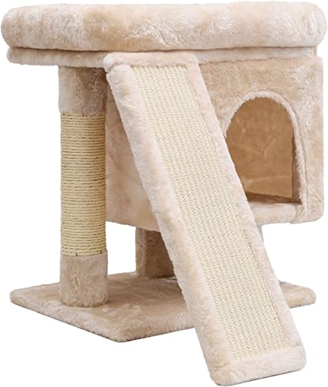 Photo 3 of SYANDLVY Small Cat Tree, Modern Cat Activity Tower with Padded Perch, Kittens Condo with Scratching Post and Board, Cat Cave