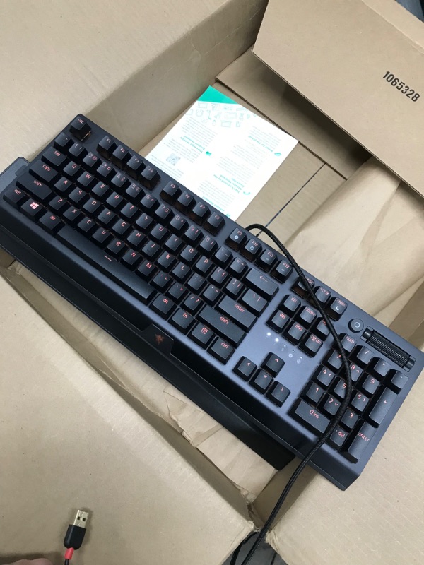 Photo 1 of Razer BlackWidow V3 Mechanical Gaming Keyboard: Green Mechanical Switches - Tactile & Clicky - Chroma RGB Lighting - Compact Form Factor - Programmable Macro Functionality (Renewed)