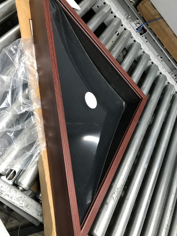 Photo 1 of Americanflat Large Flag Box Display Case for Burial Flag - Fits a Folded 5' x 9.5' Flag Military Flag Display Case - Triangle Flag Holder with Wall Mount and Polished Plexiglass Front (Mahogany) Brown