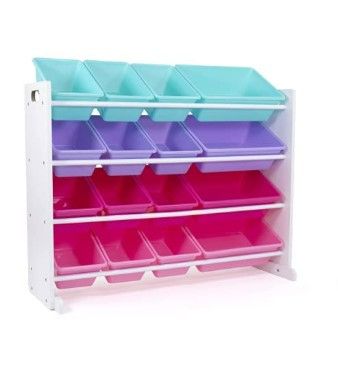 Photo 1 of ***PARTS ONLY/INCOMPLETE** Humble Crew, White/Blue/Pink/Purple Extra-Large Toy Organizer, 16 Storage Bins 