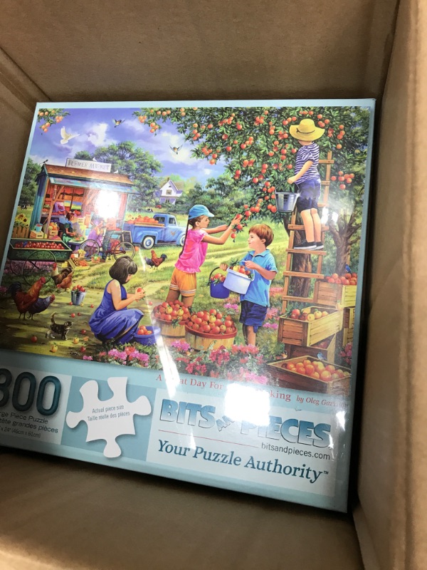 Photo 4 of Bits and Pieces - Value Set of 3-300 Piece Jigsaw Puzzles for Adults –Puzzles Measure 18" x 24"- Apple Picking, The Harvest, Summer Mill 300 pc Large Piece Jigsaws by Artist Oleg Gavrilov – 18" x 24"