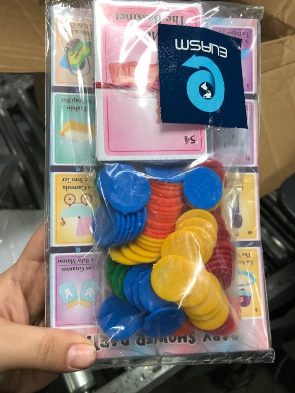 Photo 2 of Baby Shower Loteria Bingo Kit - Bilingual English Spanish, for 20 Players - Includes 1 Deck of Cards and Boards - with 100 Bingo Chips - for The Entire Family - Great for Learning Spanish.