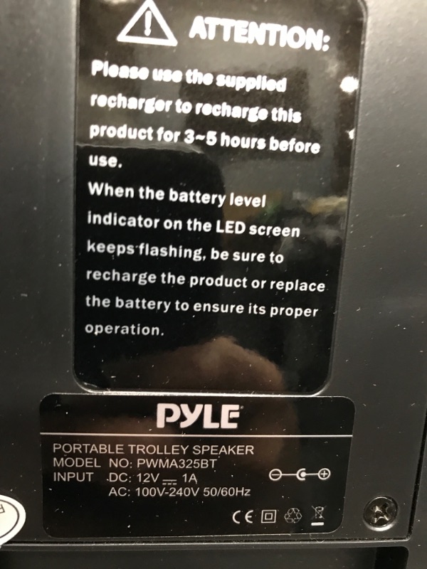 Photo 3 of ***TESTED POWER ON***Pyle Outdoor Portable Wireless Bluetooth Karaoke PA Loud speaker - 8'' Subwoofer Sound System with DJ Lights, Rechargeable Battery, FM Radio, USB / Micro SD Reader, Microphone, Remote - PWMA335BT