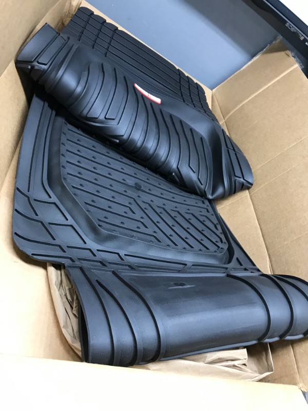 Photo 2 of **1 missing**
Motor Trend OF-933-BK FlexTough Plus Black Rubber Car Floor Mats - All Weather Deep Dish Automotive Floor Mats, Heavy Duty Trim