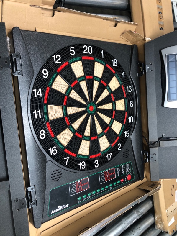 Photo 5 of Arachnid Cricket Maxx 1.0 Electronic Dartboard Cabinet Set Black