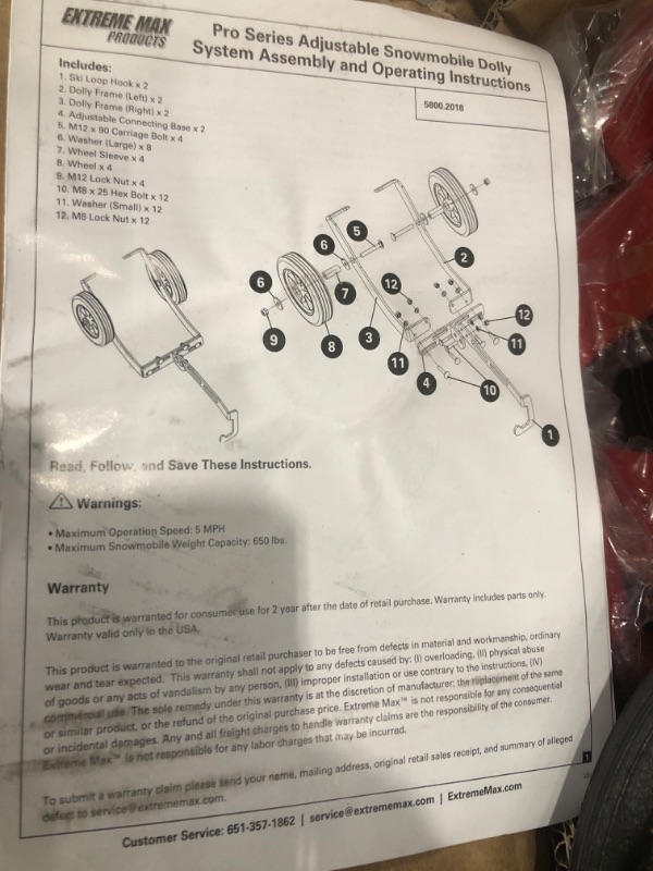 Photo 3 of Extreme Max 5800.2018 Pro Series Adjustable Snowmobile Dolly System