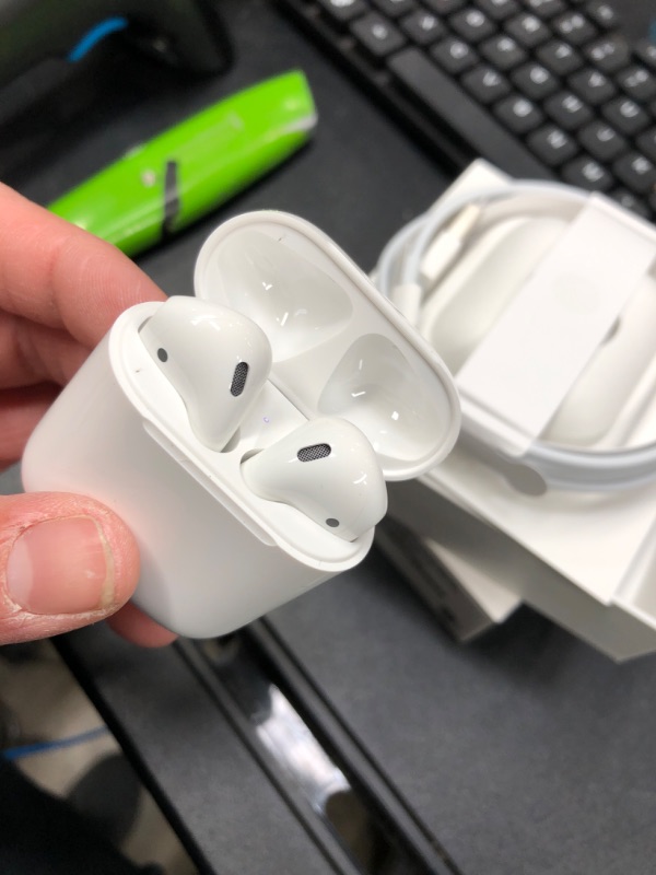 Photo 3 of Apple AirPods (2nd Generation) Wireless Earbuds with Lightning Charging Case Included. Over 24 Hours of Battery Life, Effortless Setup. Bluetooth Headphones for iPhone
