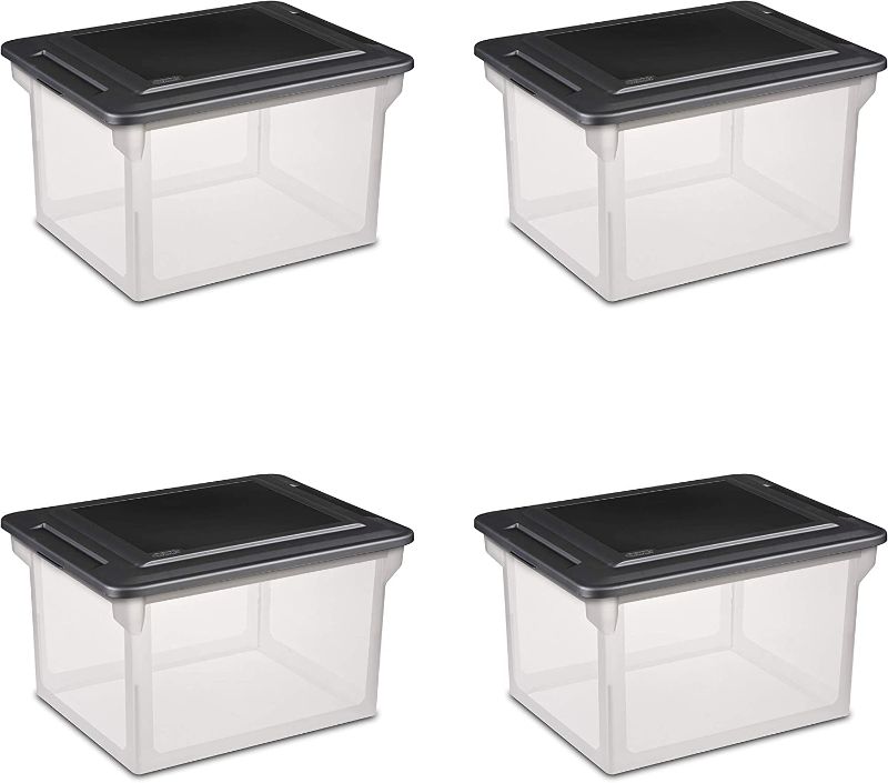 Photo 1 of Sterilite 18689004 Storage File Box, 4-Pack , Black
