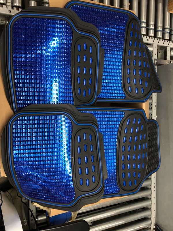 Photo 2 of BDK Metallic Rubber Floor Mats for Car SUV & Truck - Semi Trimmable, 2 Tone Color Heavy Duty Protection(Blue/Black) - MT614PKAMw1