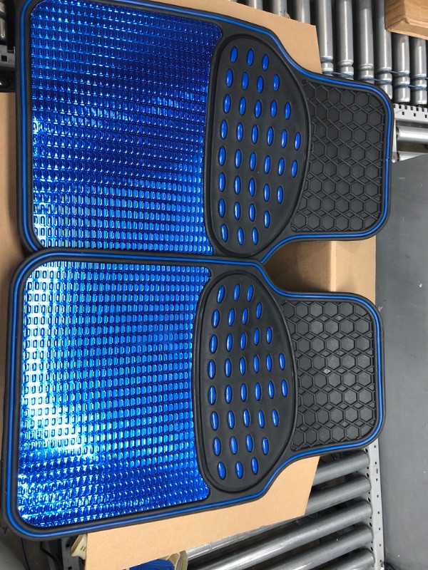 Photo 3 of BDK Metallic Rubber Floor Mats for Car SUV & Truck - Semi Trimmable, 2 Tone Color Heavy Duty Protection(Blue/Black) - MT614PKAMw1