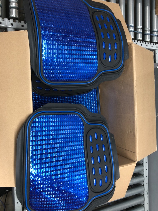 Photo 4 of BDK Metallic Rubber Floor Mats for Car SUV & Truck - Semi Trimmable, 2 Tone Color Heavy Duty Protection(Blue/Black) - MT614PKAMw1