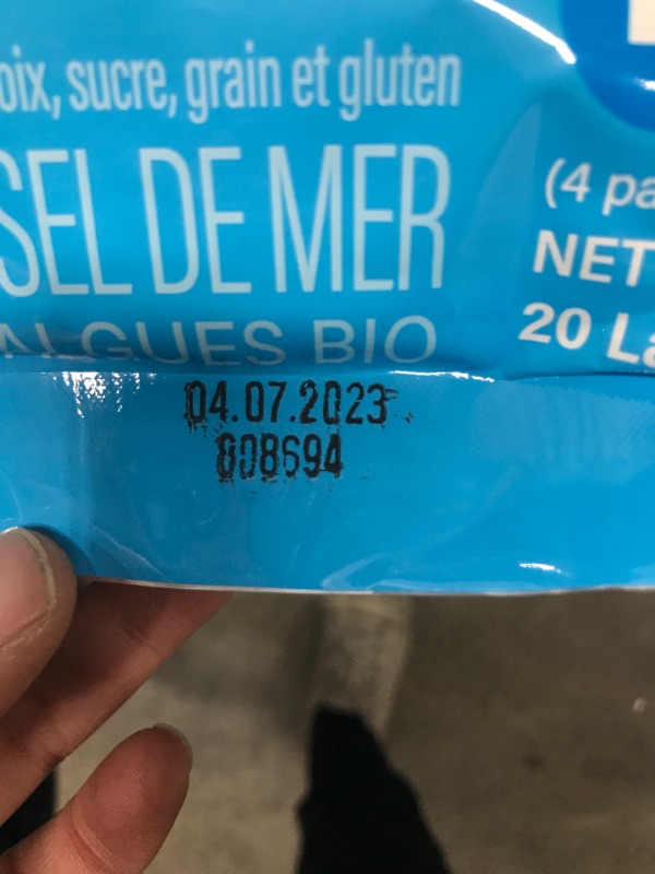 Photo 3 of **BBD: 4/7/2023**
SeaSnax Organic Olive Oil Roasted Seaweed Nori Sheets, Original, 2.16 Ounce (20 Large Sheets)