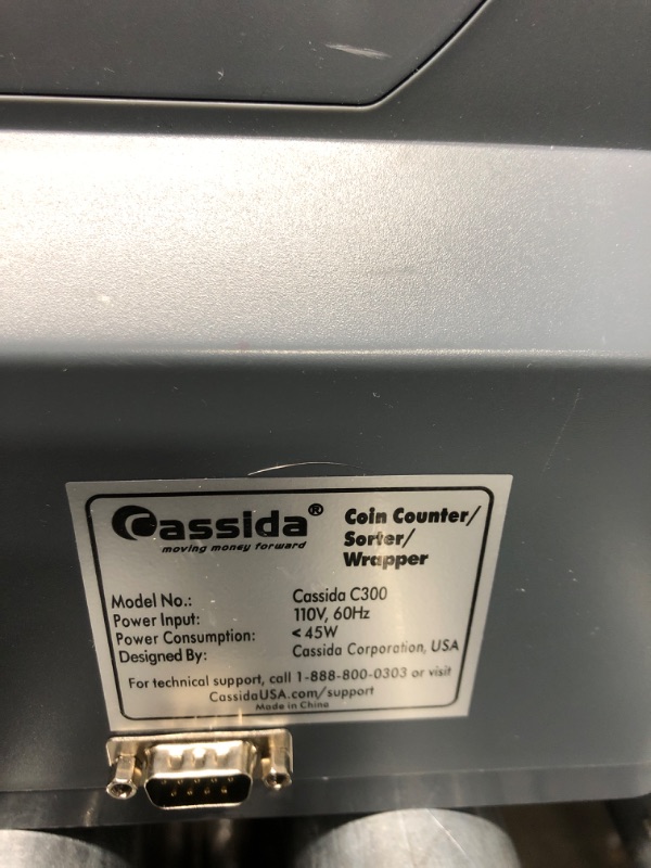 Photo 1 of Cassida C300 Professional USD Coin Counter, Sorter and Wrapper/Roller | 35% Faster Wrapping Coins with Quickload Technology | 300 Coins/Minute | Printing-Compatible | Includes 5 Wrapper Sets