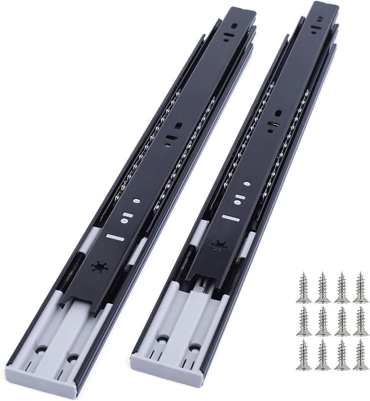 Photo 1 of 6 Pair of 20 Inch Hardware Soft Close Full Extension Side Mount Ball Bearing Sliding Black Drawer Slides